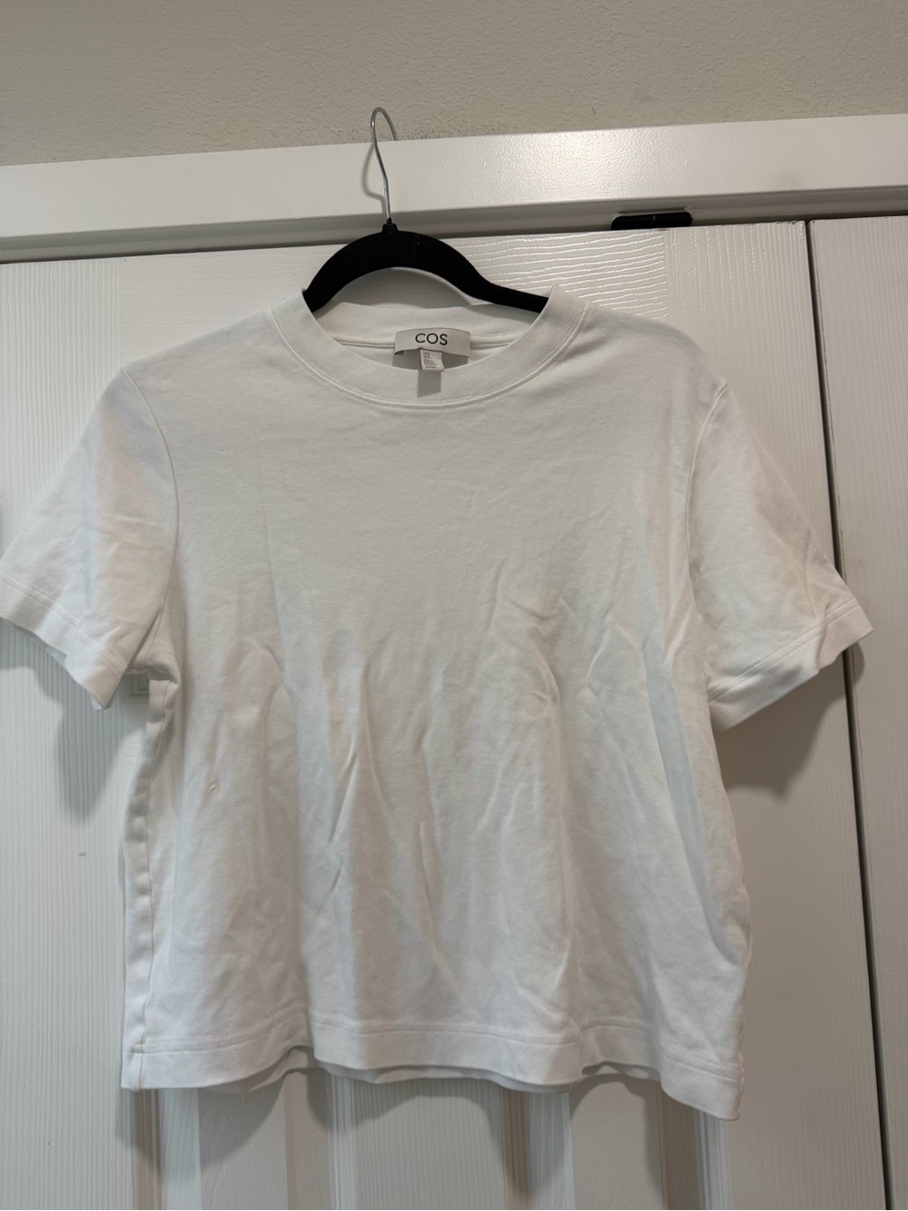 COS White Crew Neck Cotton T-Shirt Medium